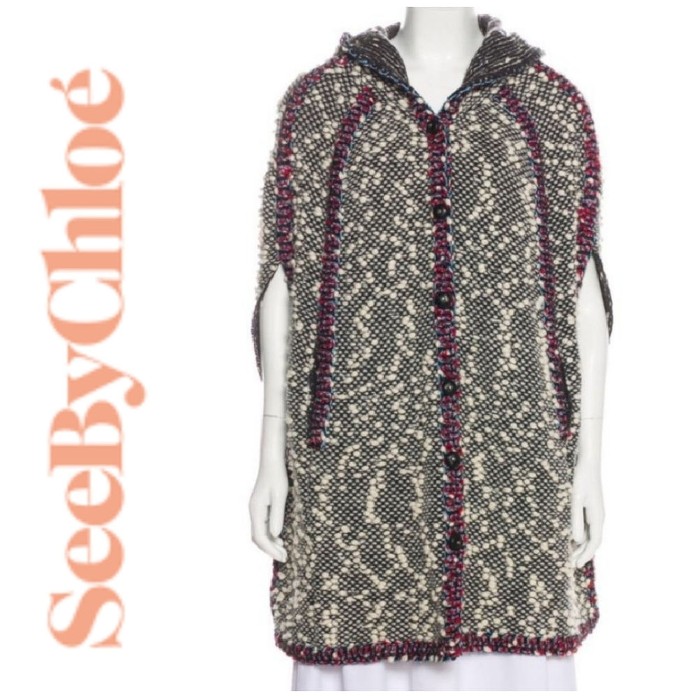 See by Chloe hooded wool poncho EUC